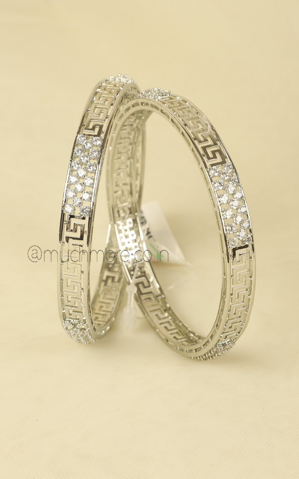 Exclusive Design Silver Polish Diamond Bangles