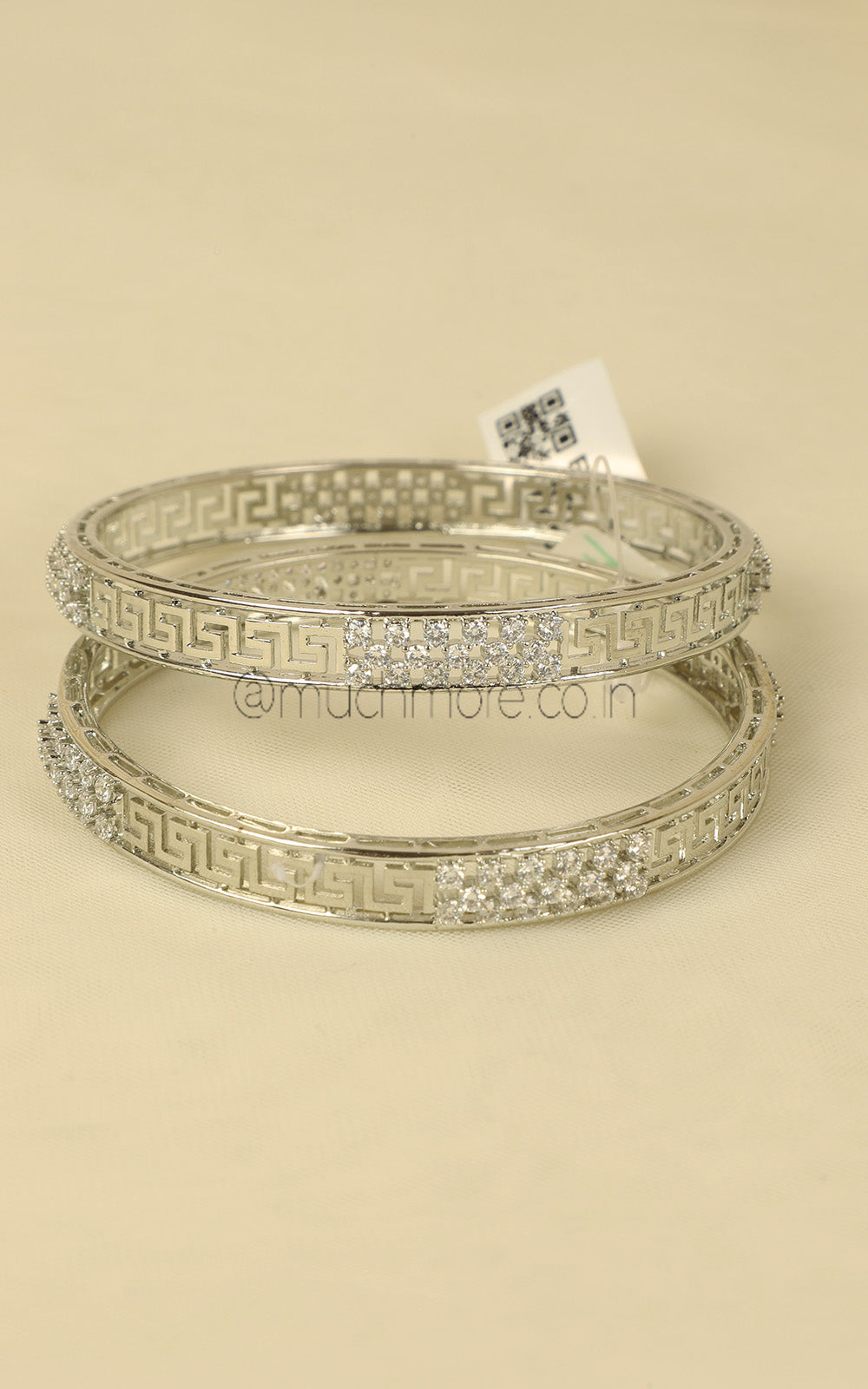 Exclusive Design Silver Polish Diamond Bangles