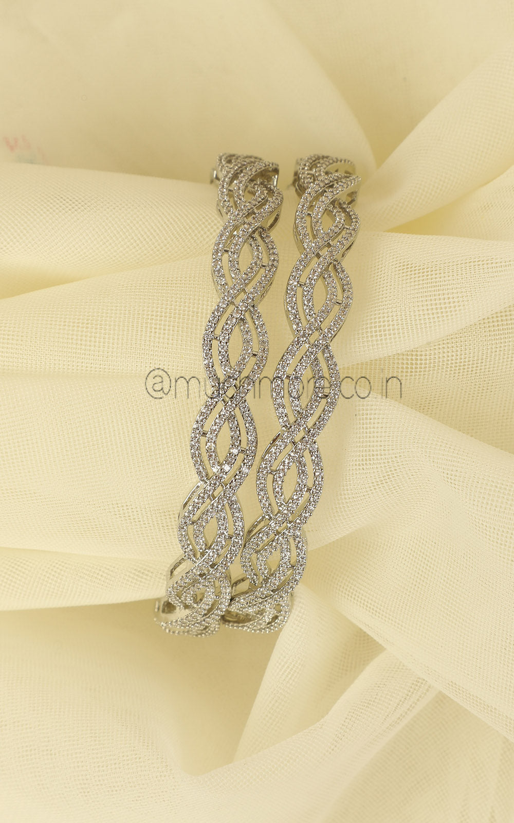 Elegance With Style Silver Polish Diamond Bangles Online