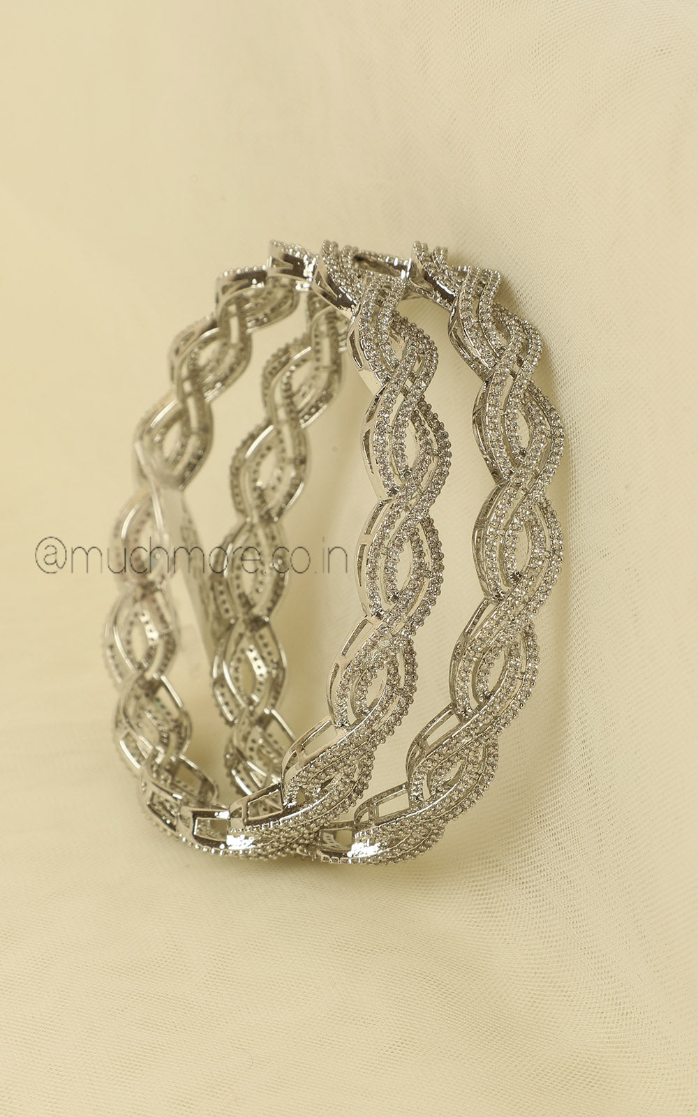 Elegance With Style Silver Polish Diamond Bangles Online