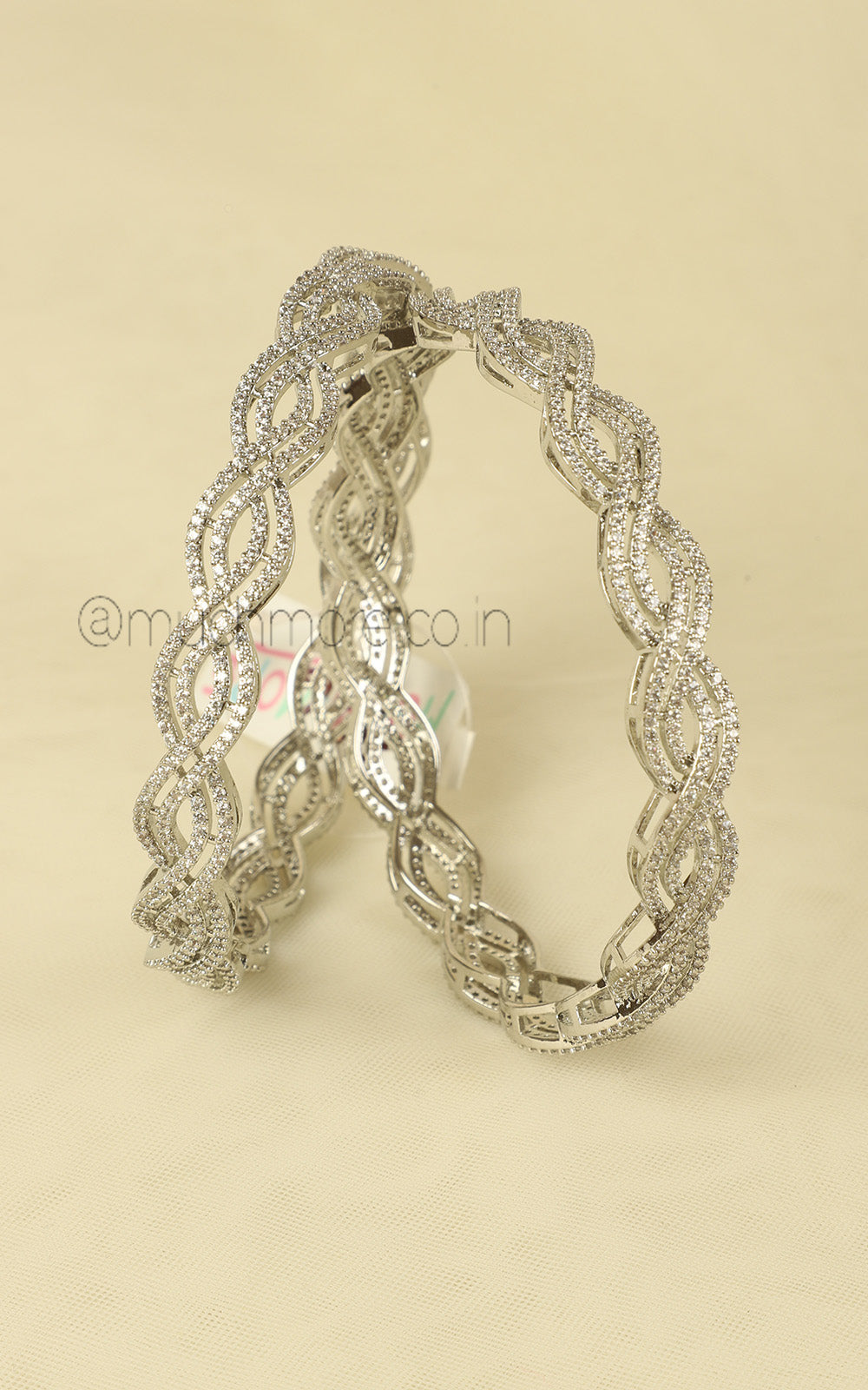 Elegance With Style Silver Polish Diamond Bangles Online
