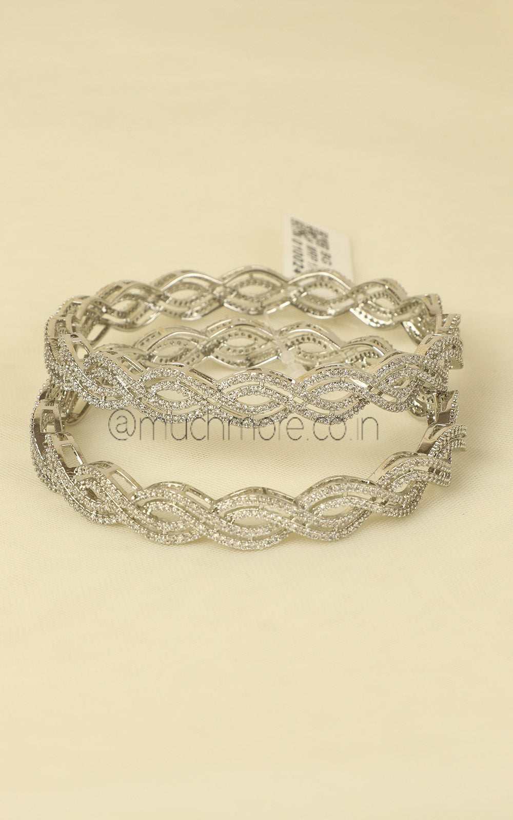 Elegance With Style Silver Polish Diamond Bangles Online