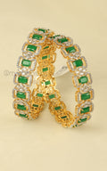 Emerald Green Gold Polish Diamond Bangles Perfect For Brides