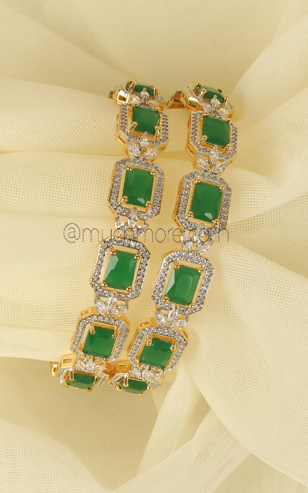 Emerald Green Gold Polish Bangles Perfect For Weddings