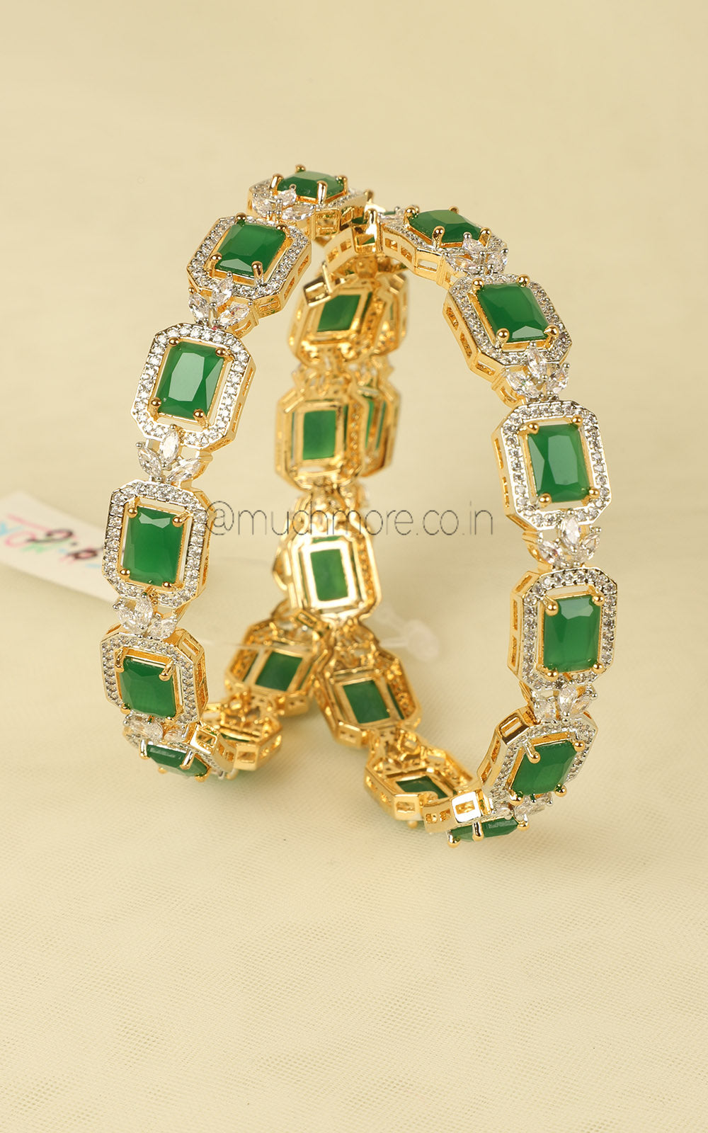 Emerald Green Gold Polish Bangles Perfect For Weddings