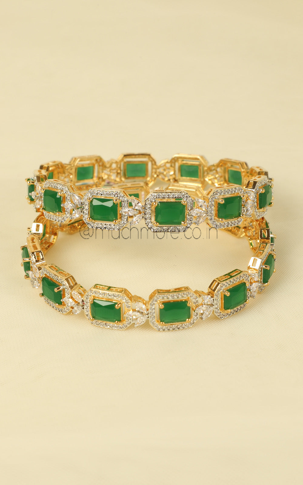 Emerald Green Gold Polish Bangles Perfect For Weddings