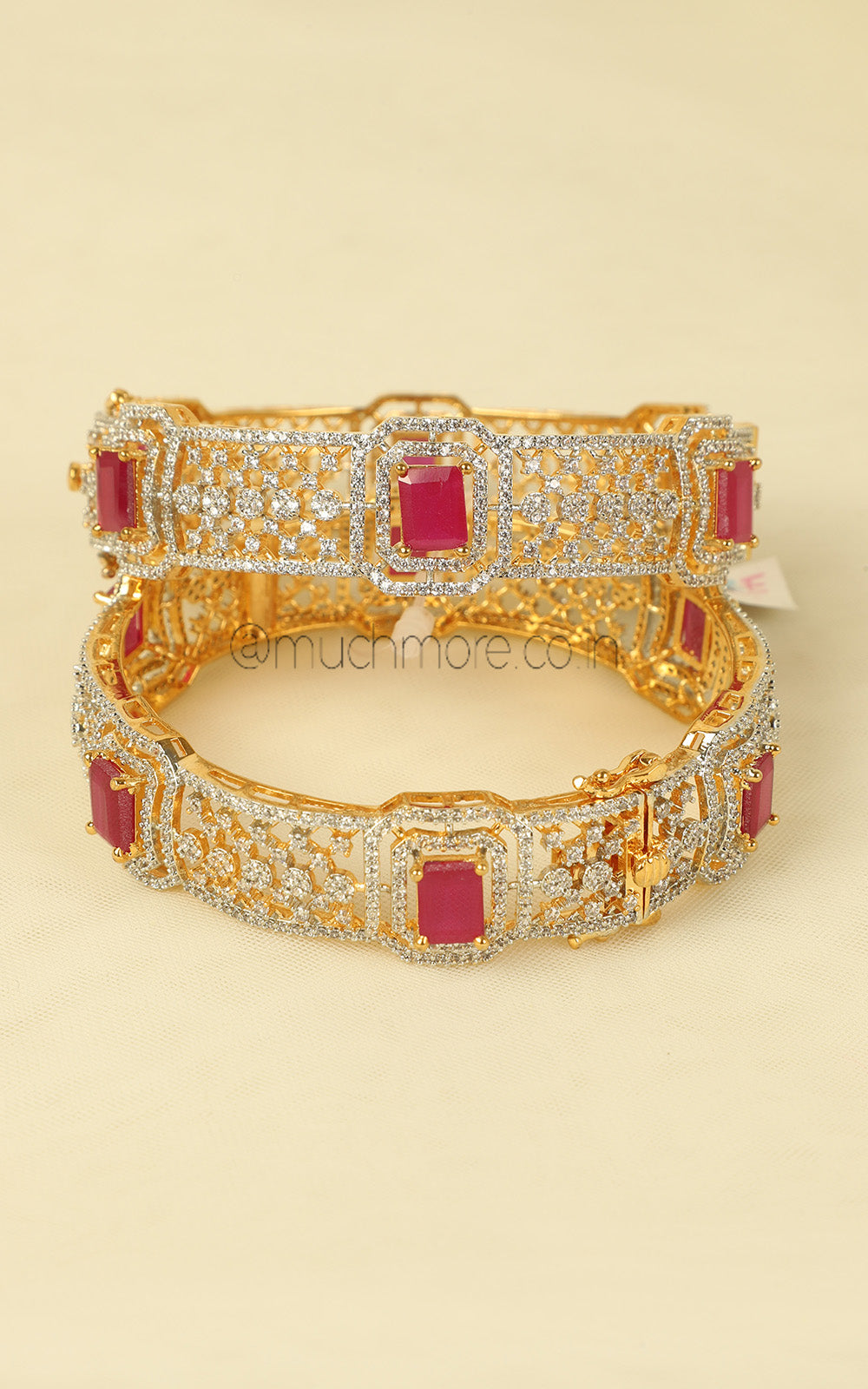 Versatile Gold Polish Ruby Diamond Zircon Bangles