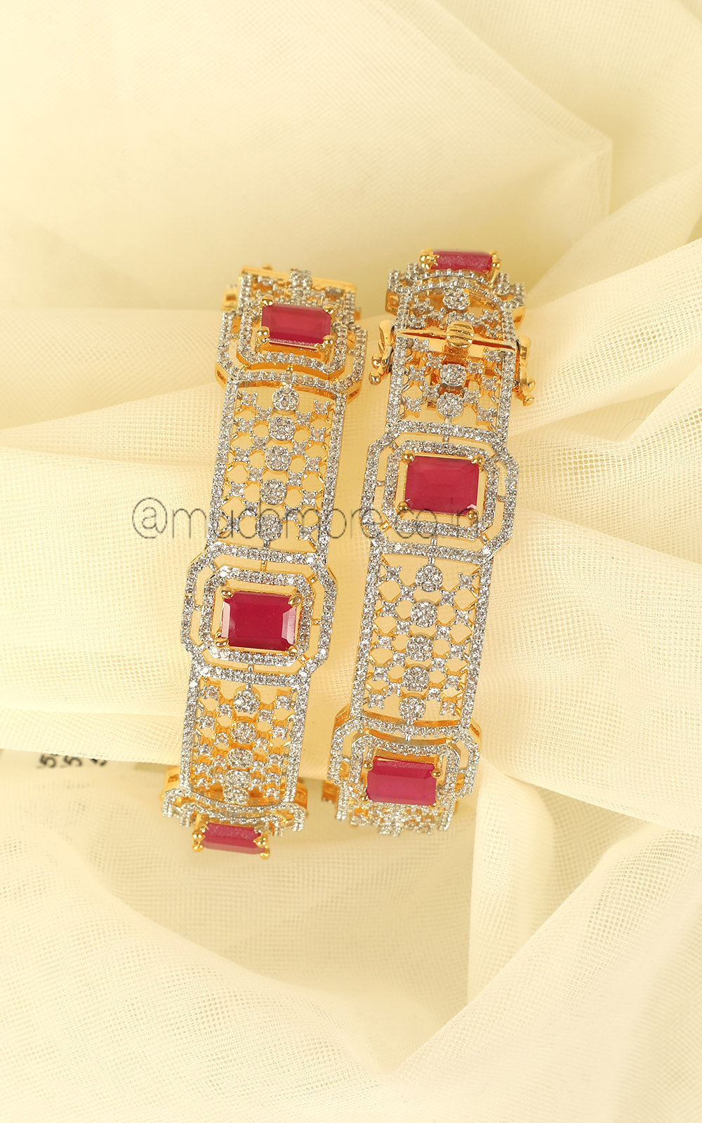 Versatile Gold Polish Ruby Diamond Zircon Bangles
