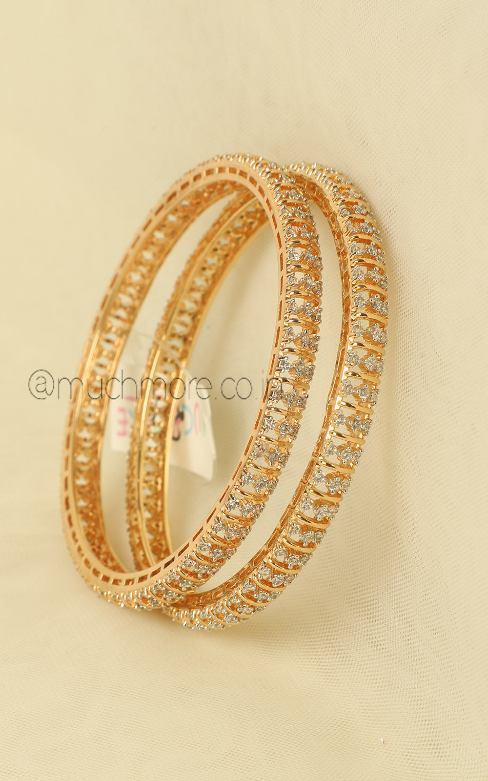 Luxury Gold Polish Zircon & Diamond Kada For Women