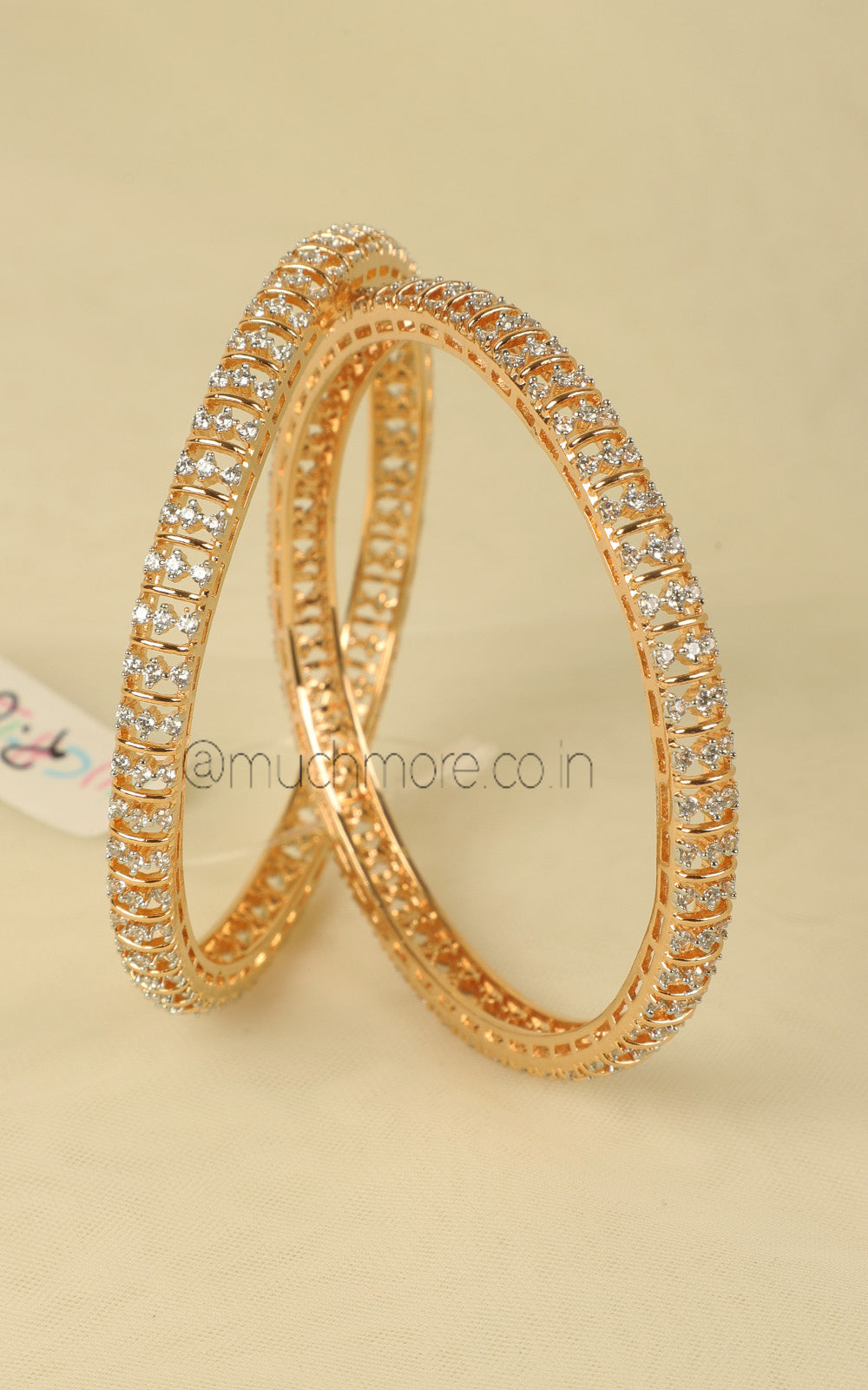 Luxury Gold Polish Zircon & Diamond Kada For Women