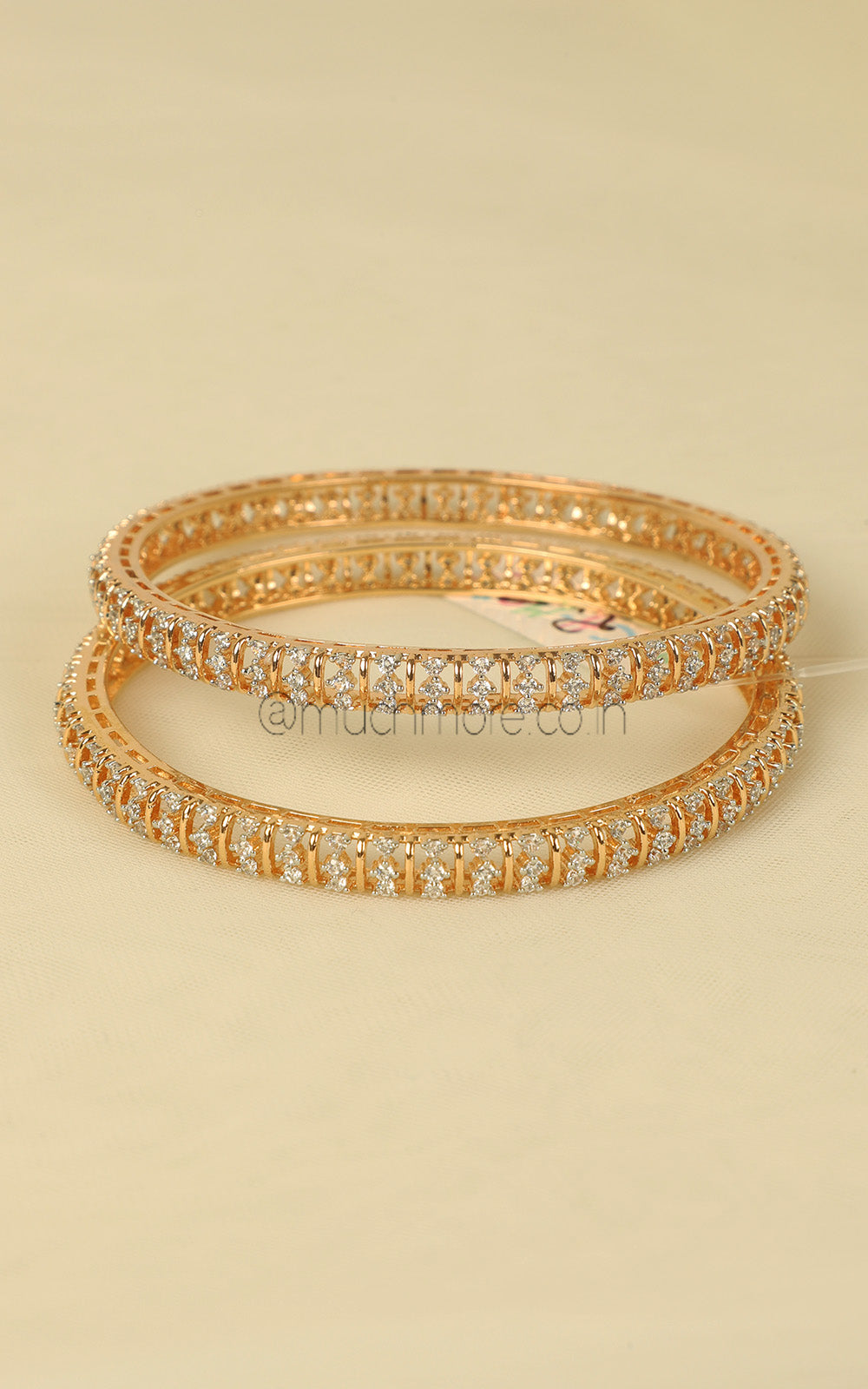 Luxury Gold Polish Zircon & Diamond Kada For Women