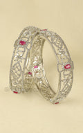 Affordable Luxury Ruby Zircon Silver Polish Bangles