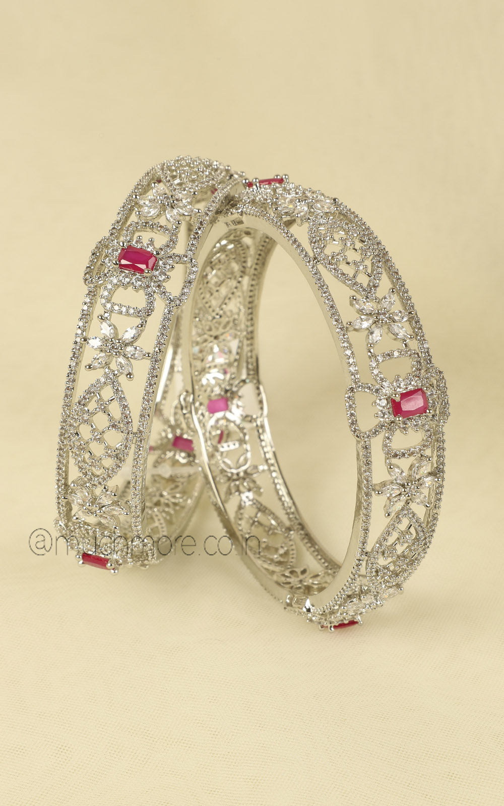 Affordable Luxury Ruby Zircon Silver Polish Bangles