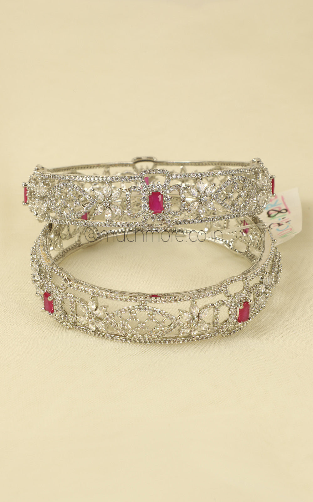 Affordable Luxury Ruby Zircon Silver Polish Bangles
