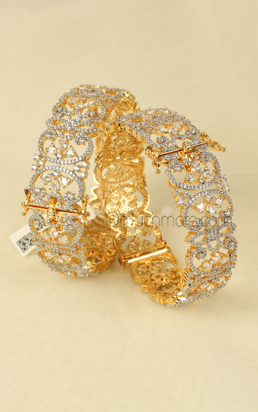 Gold Polish Diamond And Zircon Bangles Gift For Wife