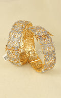 Gold Polish Diamond And Zircon Bangles Gift For Wife