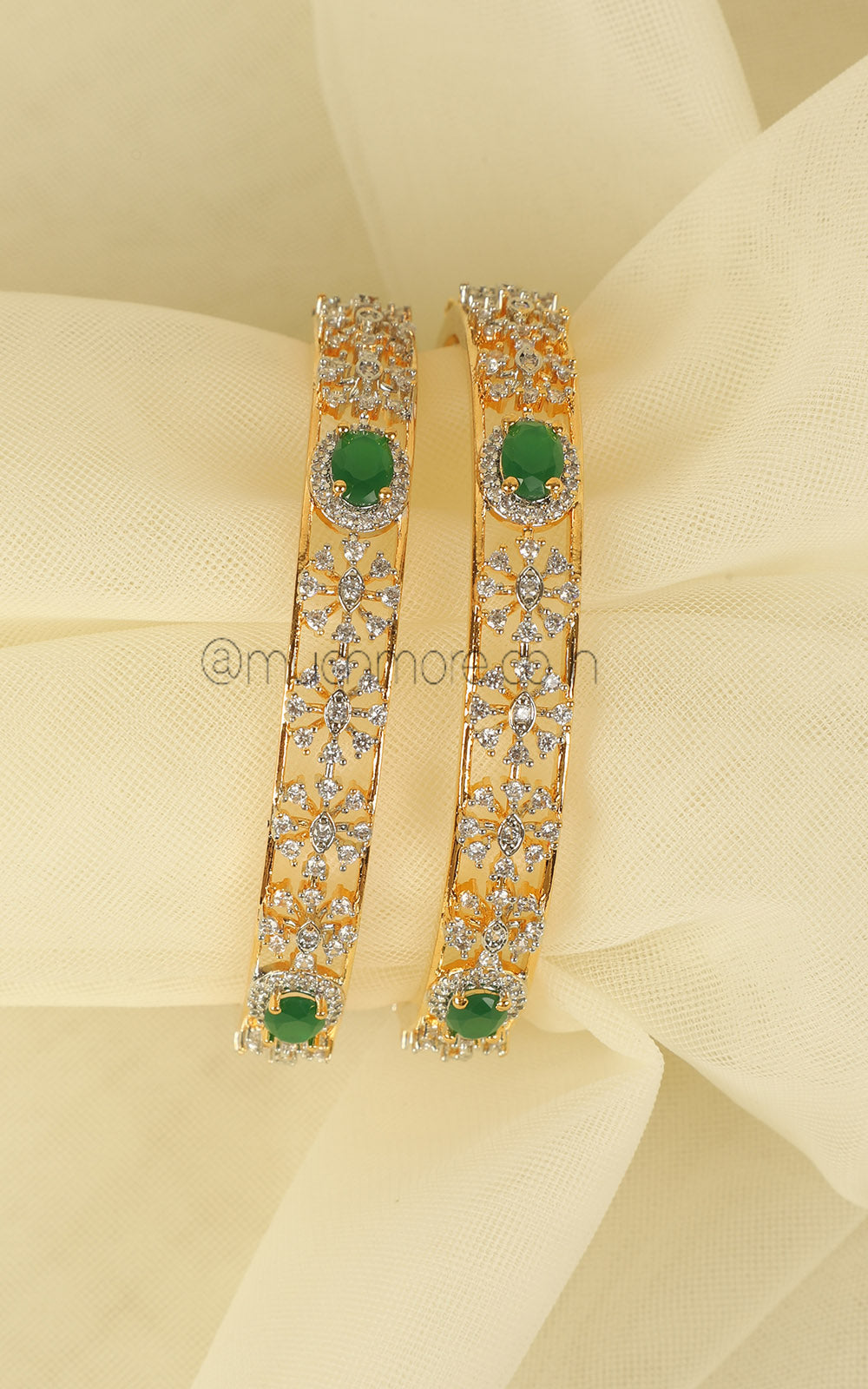 Emerald Green Gold Polish Lightweight Daily Wear Bangles