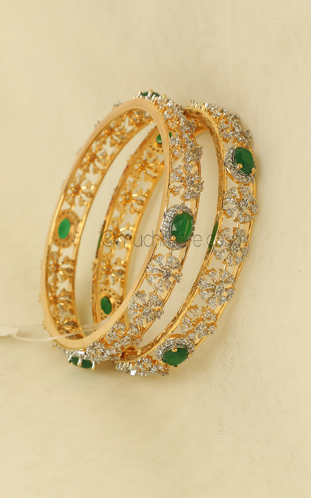 Emerald Green Gold Polish Lightweight Daily Wear Bangles