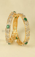 Emerald Green Gold Polish Lightweight Daily Wear Bangles
