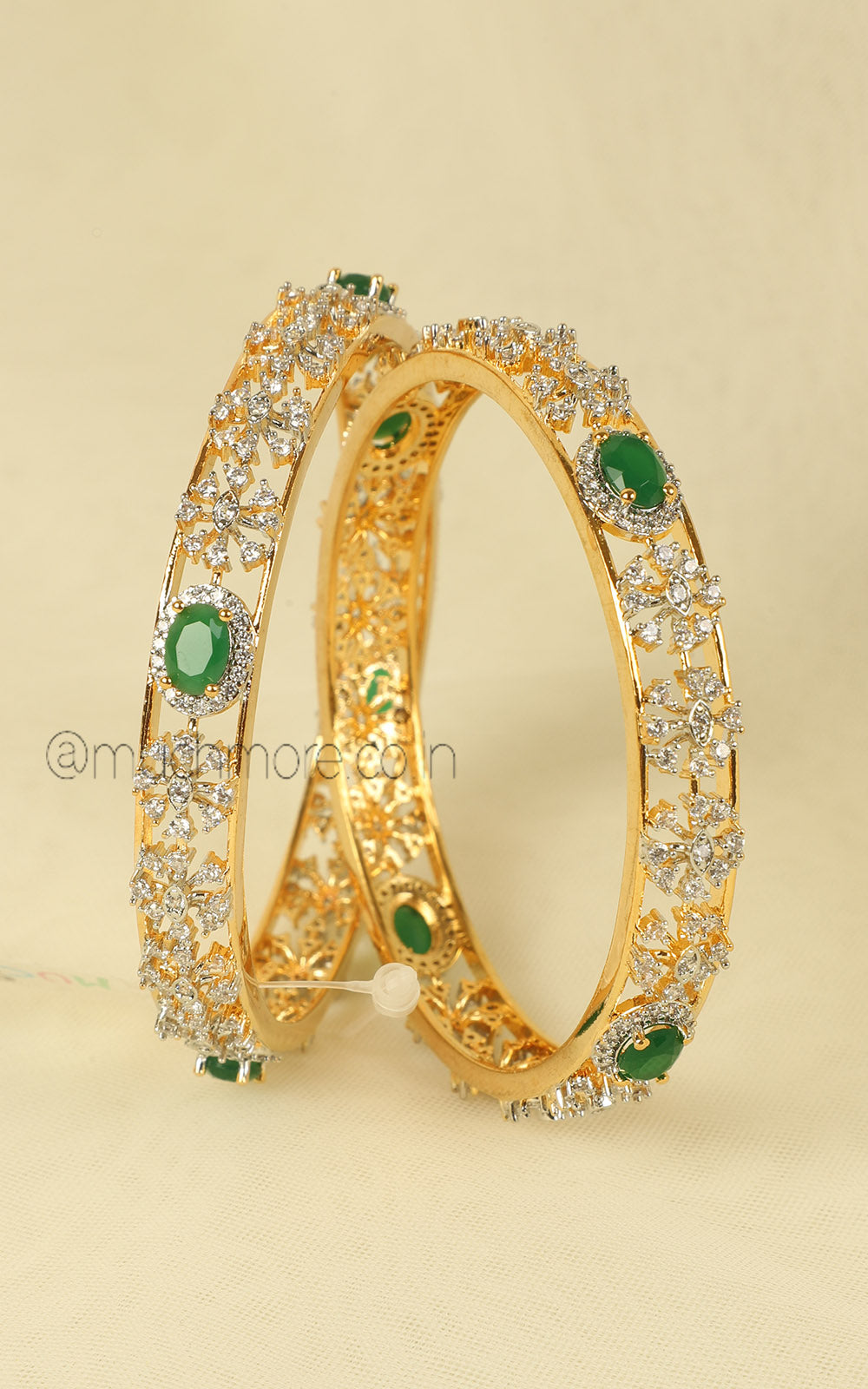 Emerald Green Gold Polish Lightweight Daily Wear Bangles