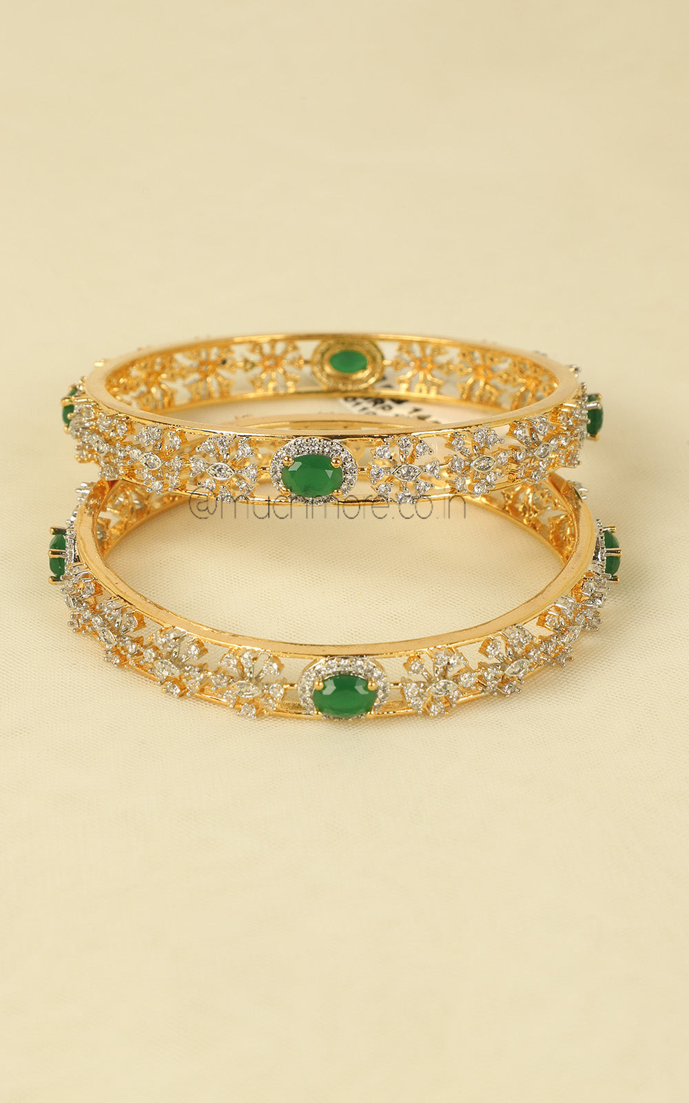 Emerald Green Gold Polish Lightweight Daily Wear Bangles