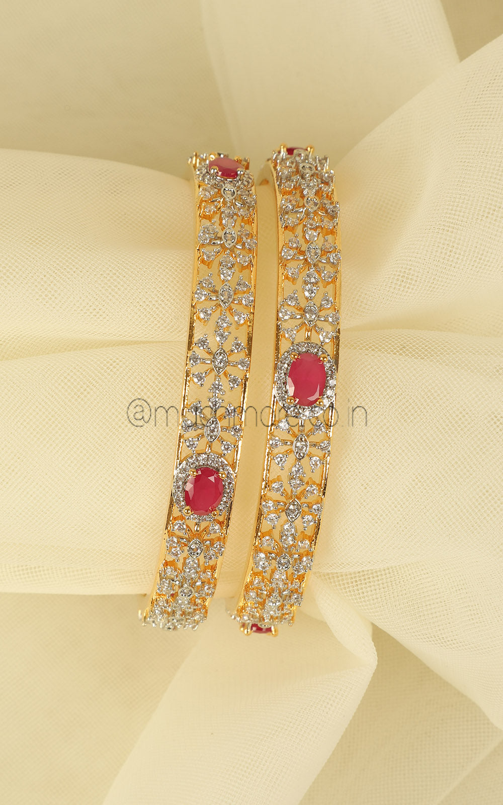Gold Polish Lightweight Daily Wear Ruby Color Bangles