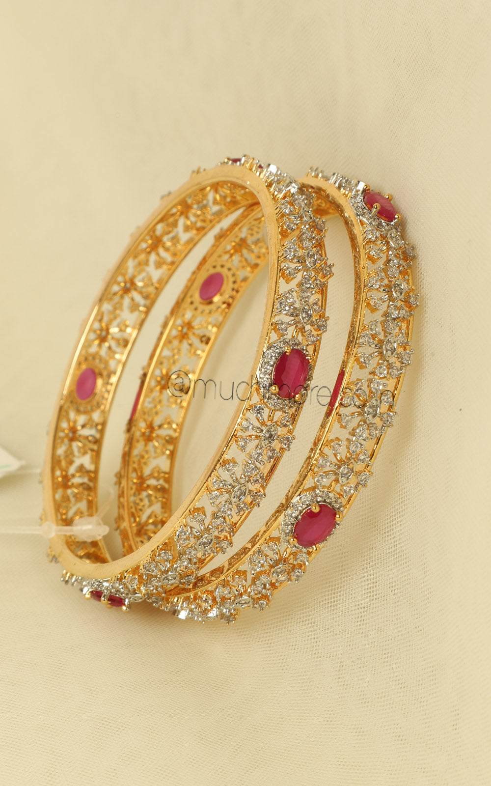 Gold Polish Lightweight Daily Wear Ruby Color Bangles