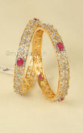 Gold Polish Lightweight Daily Wear Ruby Color Bangles