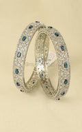Shop Silver And Blue Stunning Diamond Women Bangles