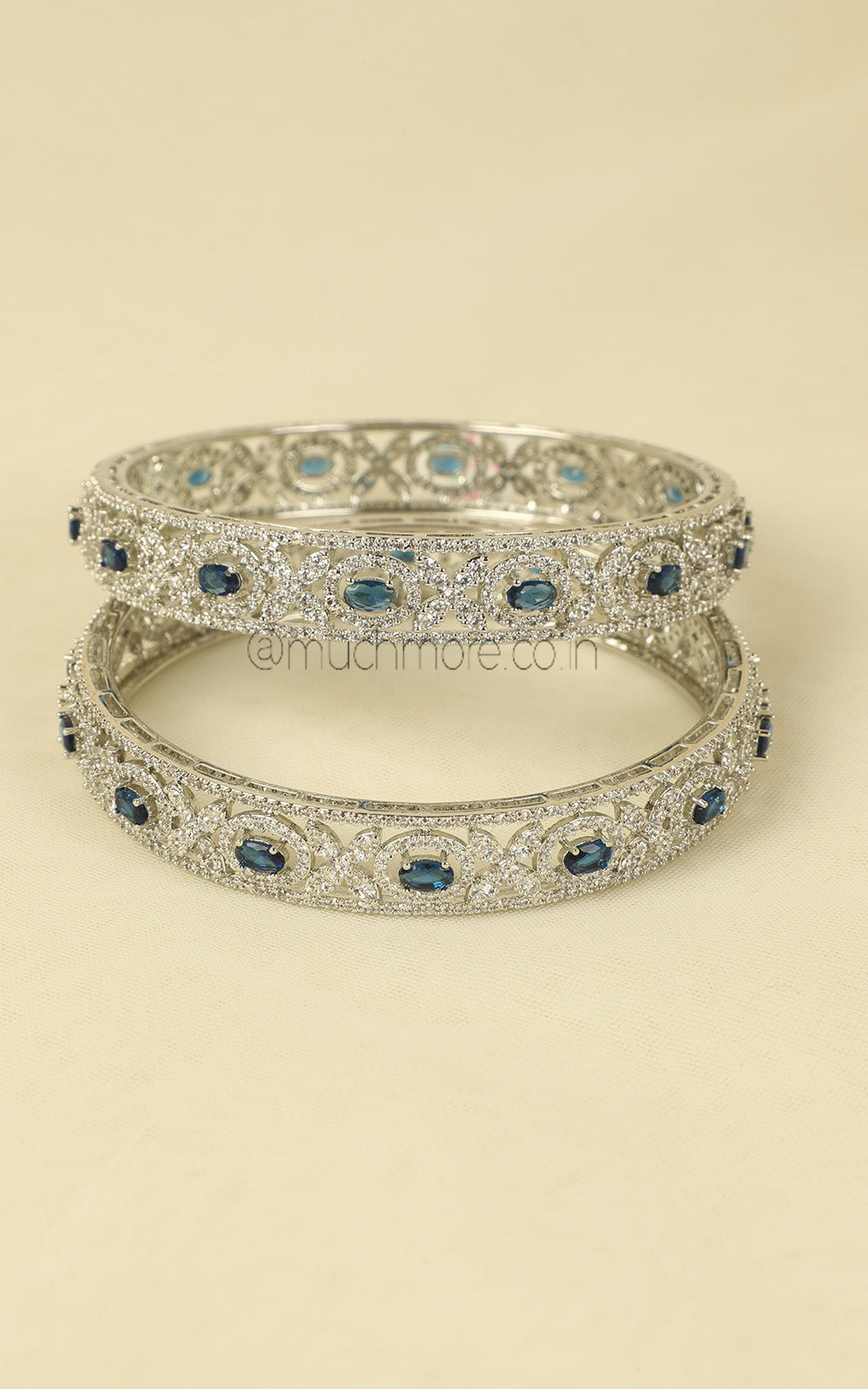Shop Silver And Blue Stunning Diamond Women Bangles