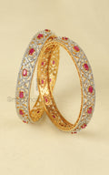 Gold Polish Ruby Finish Artificial Diamond Bangles Online