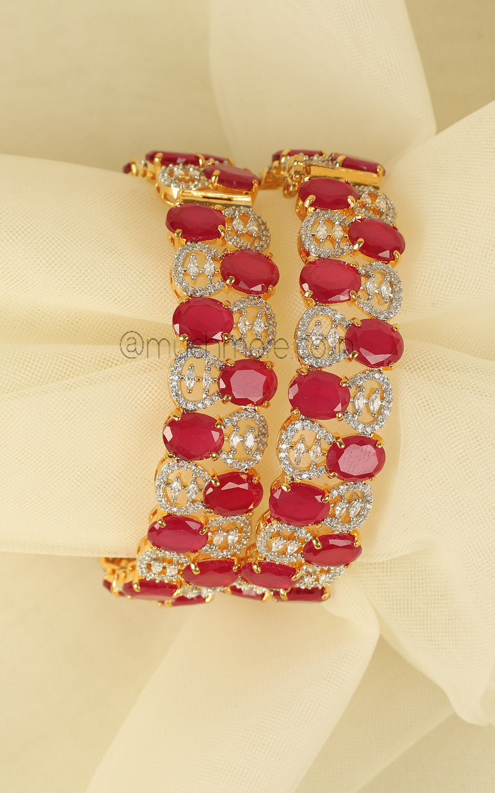Complete Your Bridal Look With Gold Polish Ruby Bangles