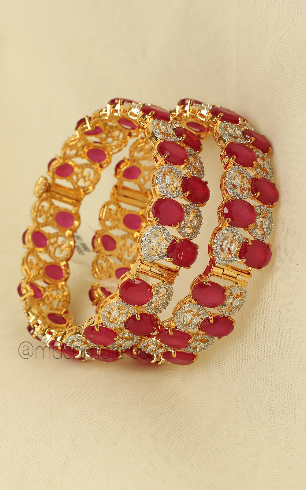 Complete Your Bridal Look With Gold Polish Ruby Bangles