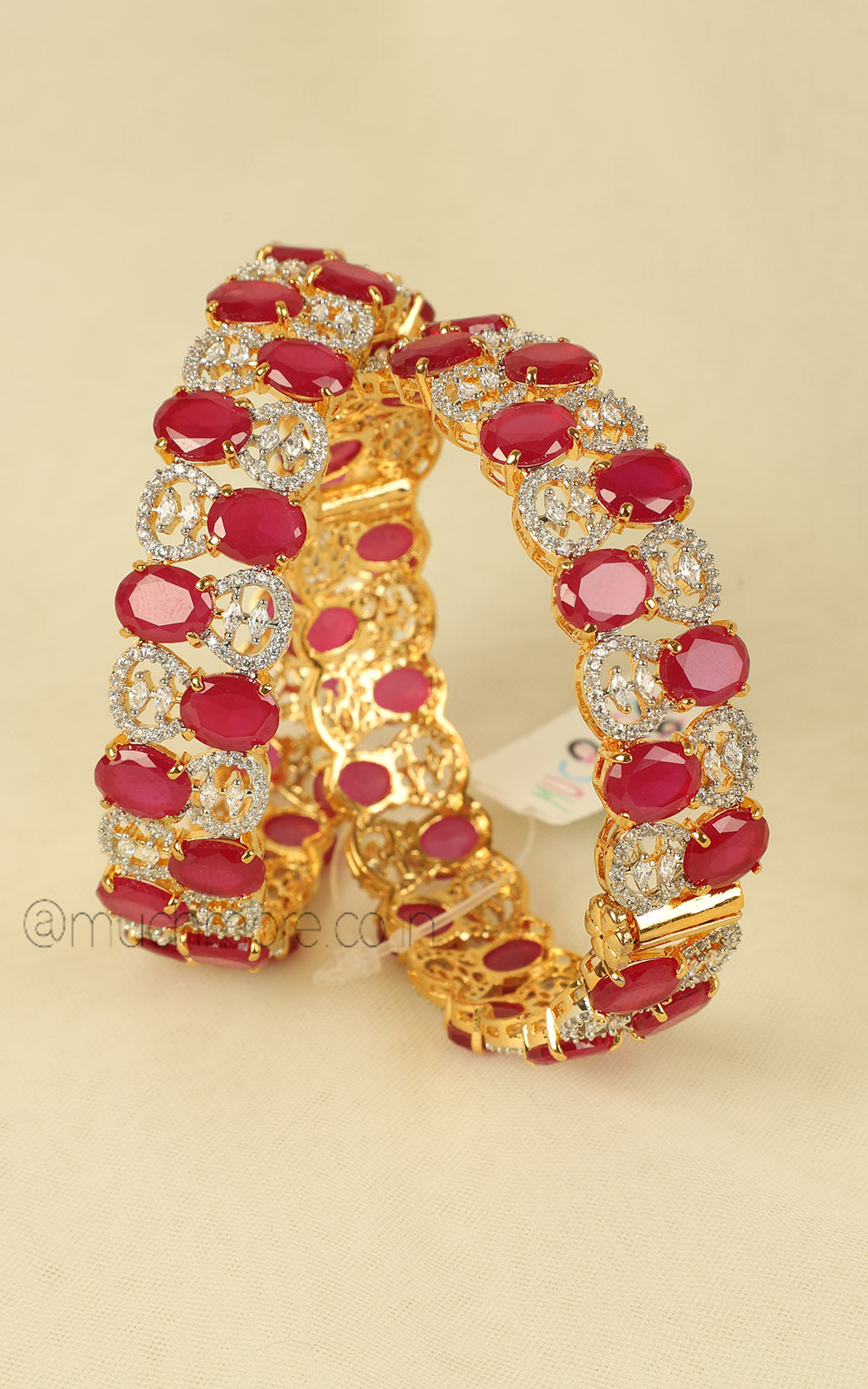 Complete Your Bridal Look With Gold Polish Ruby Bangles