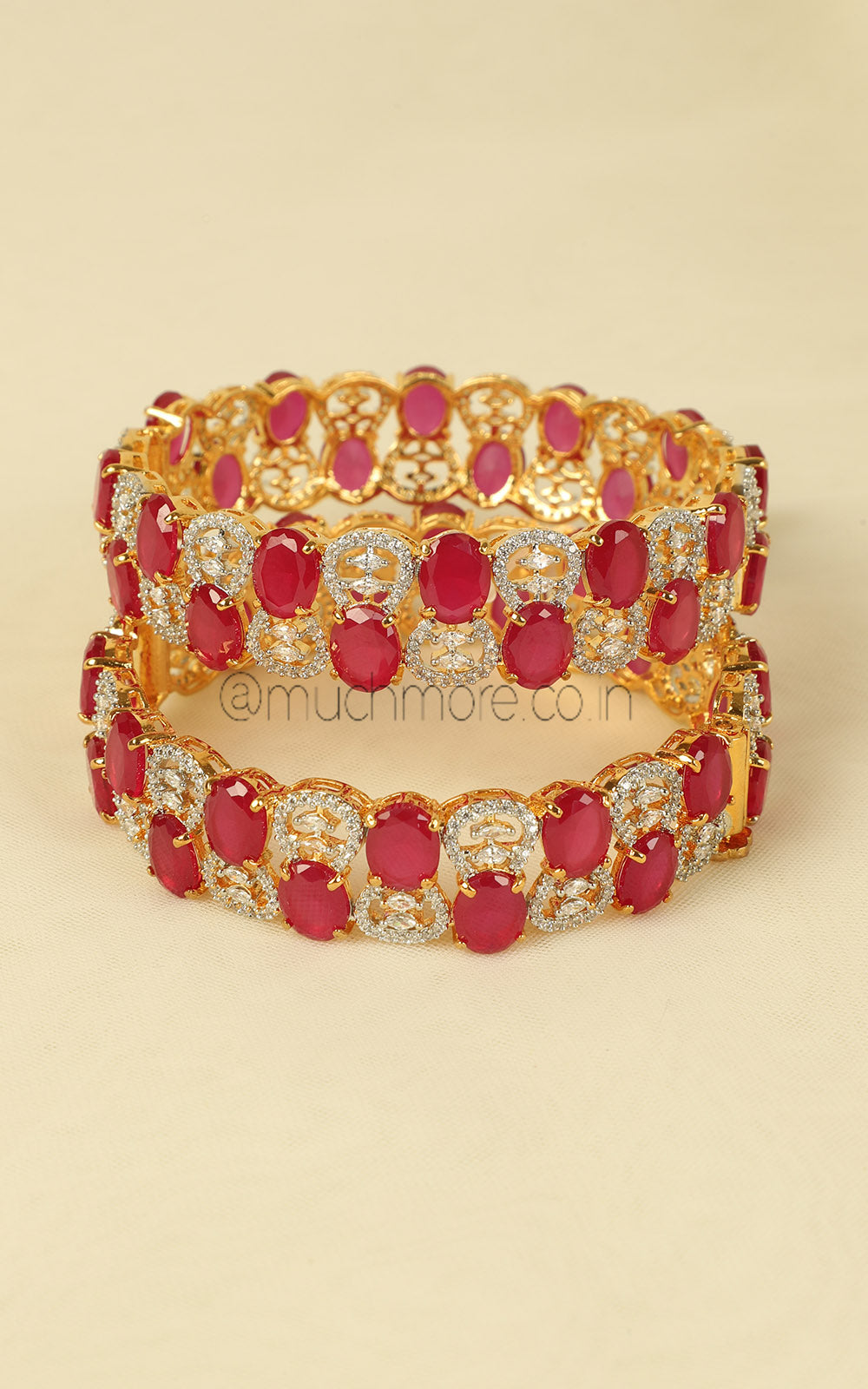 Complete Your Bridal Look With Gold Polish Ruby Bangles
