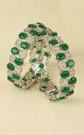 Shop Premium Emerald Green Bridal Look Silver Polish Bangles