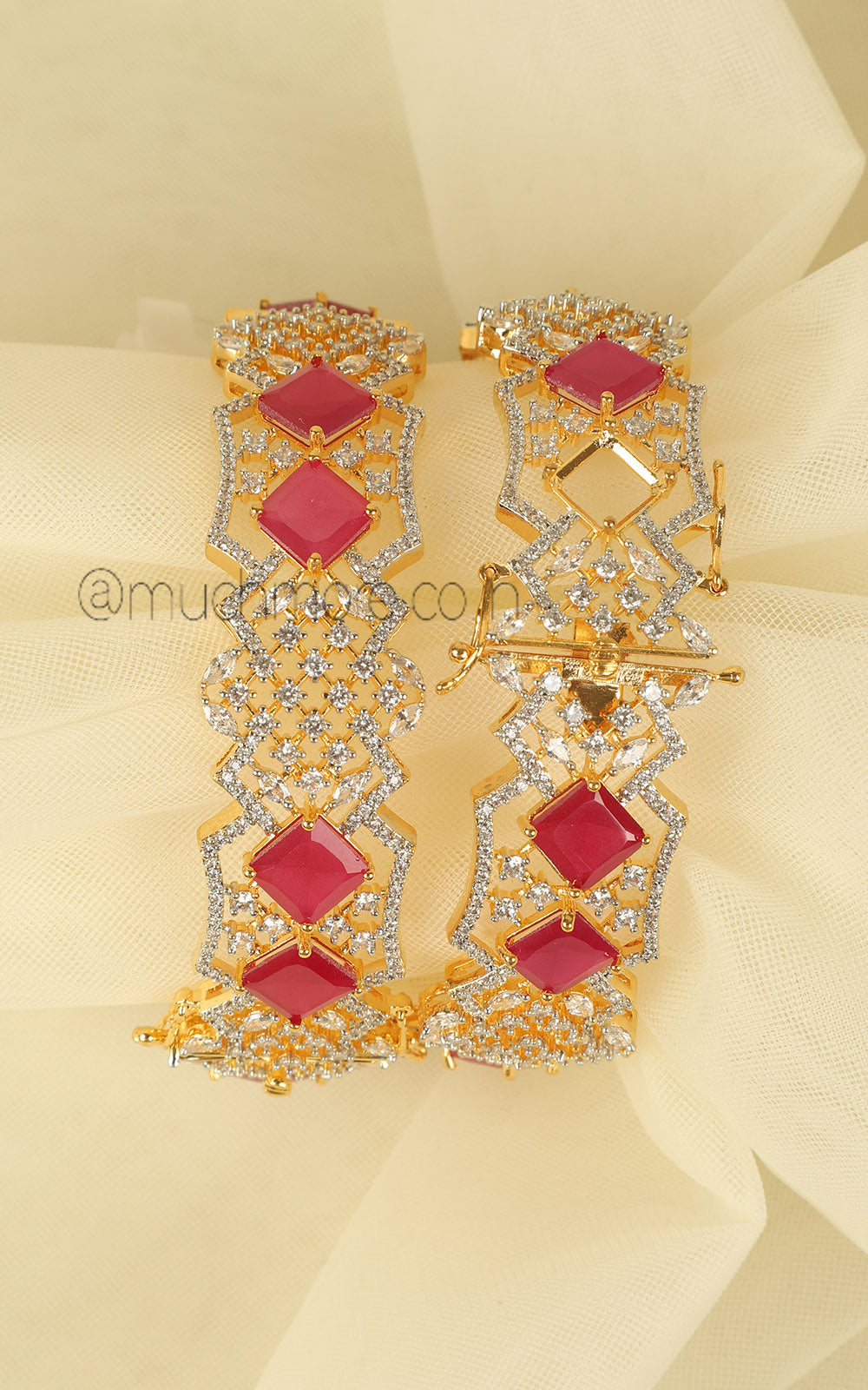 Buy Authentic AD Zircon Gold Polish Ruby Bangles
