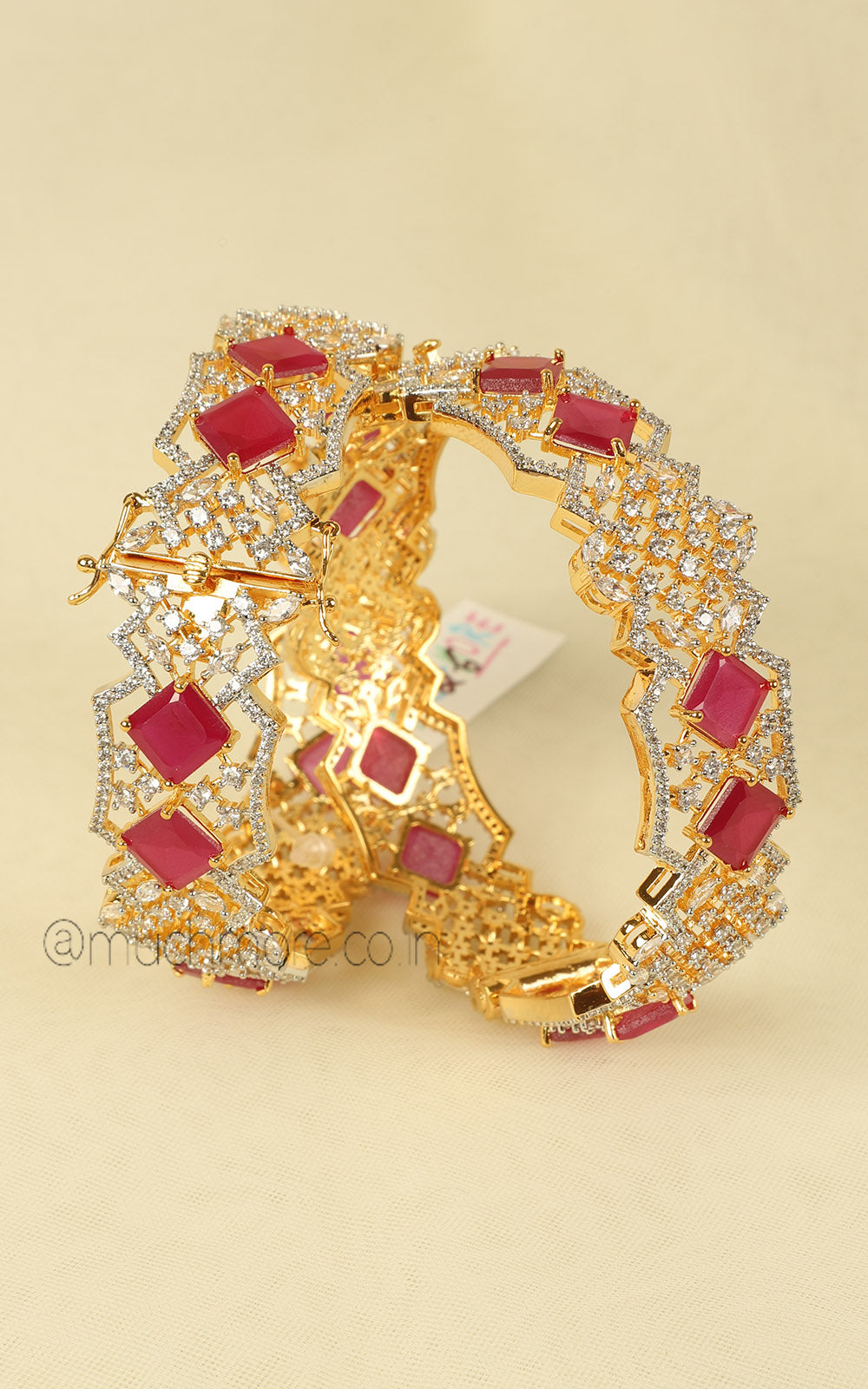 Buy Authentic AD Zircon Gold Polish Ruby Bangles