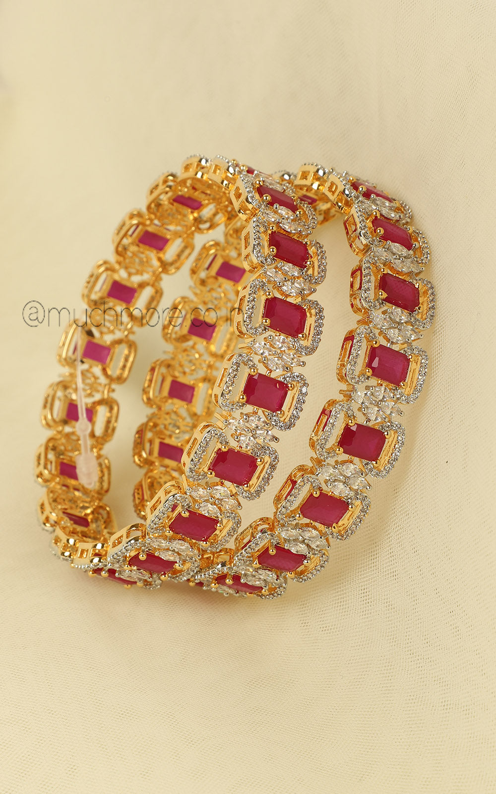 Shop Trending Ruby And Gold Polish SIde Openable Bangles