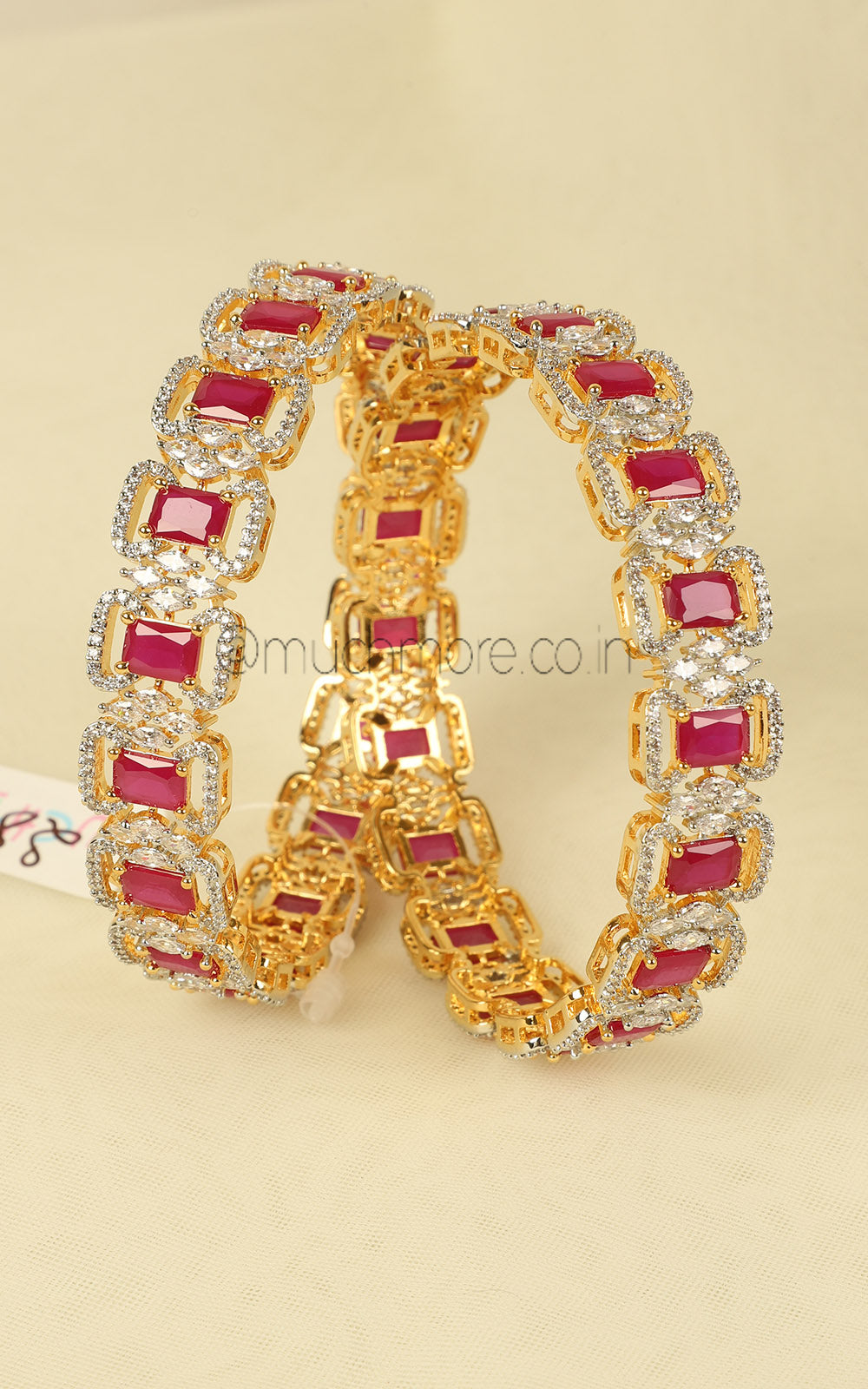 Shop Trending Ruby And Gold Polish SIde Openable Bangles