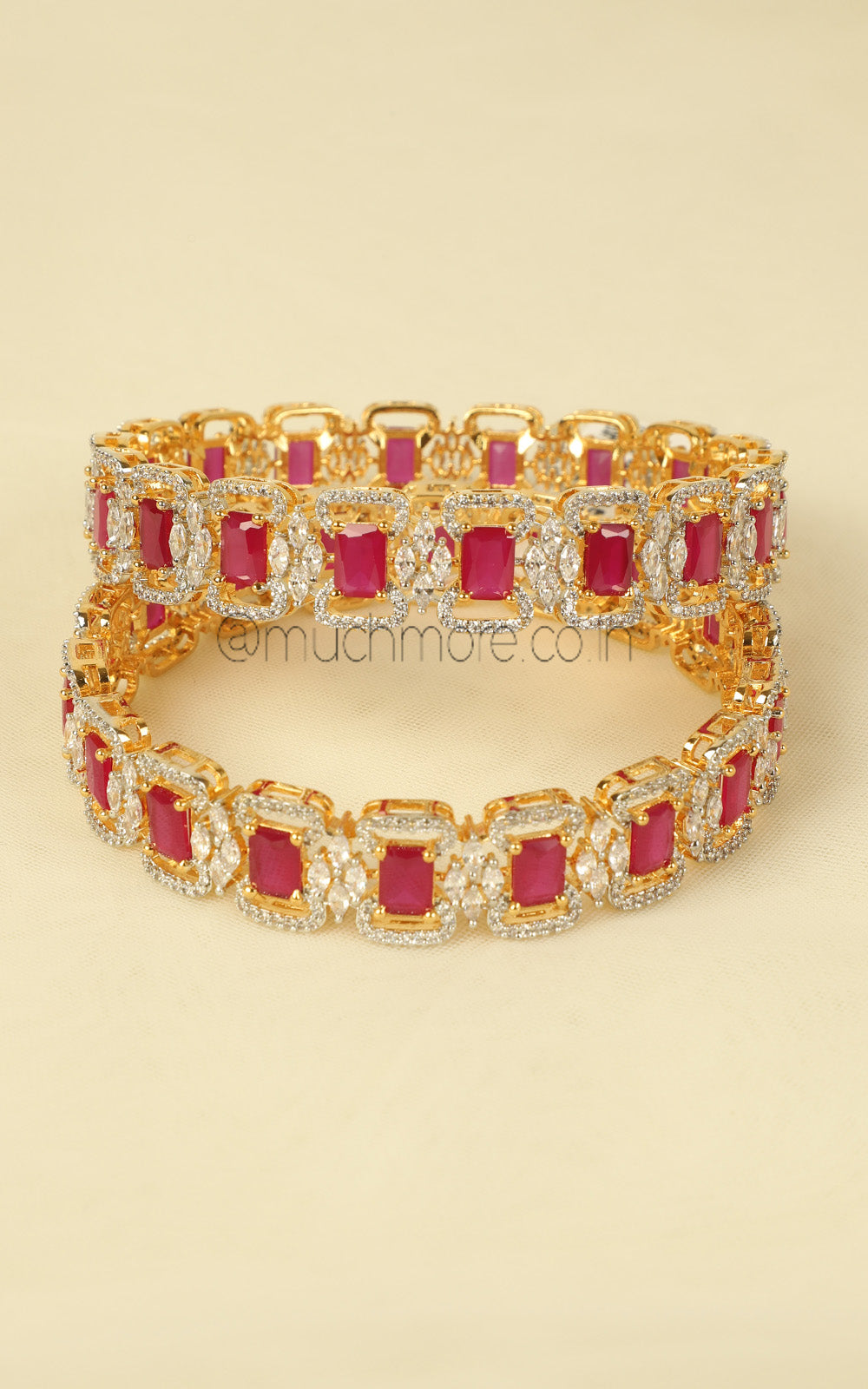 Shop Trending Ruby And Gold Polish SIde Openable Bangles