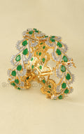 Modern Gold Polish Green Diamond Bangles Side Openable
