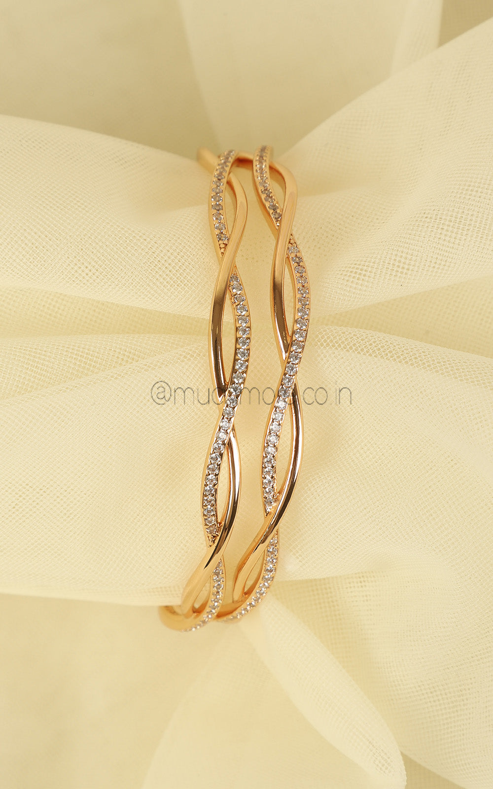 Sleek Gold Polish AD Bangles For Office Going Women