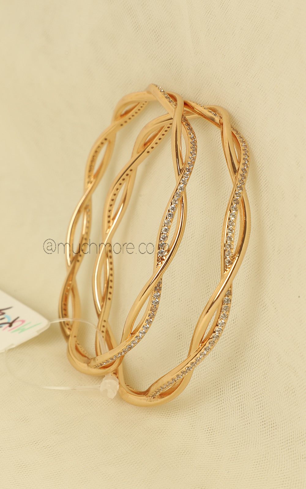 Sleek Gold Polish AD Bangles For Office Going Women