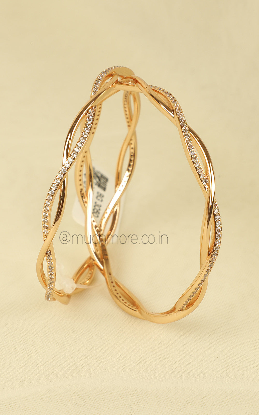 Sleek Gold Polish AD Bangles For Office Going Women