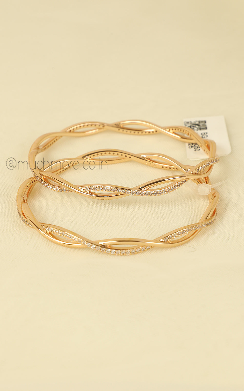 Sleek Gold Polish AD Bangles For Office Going Women