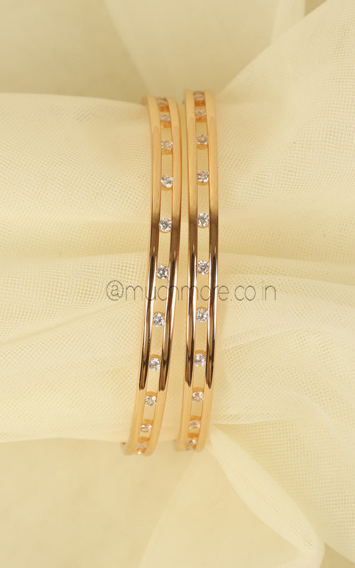 Buy Stylish Gold Polish Diamond Zircon Bangles India Online