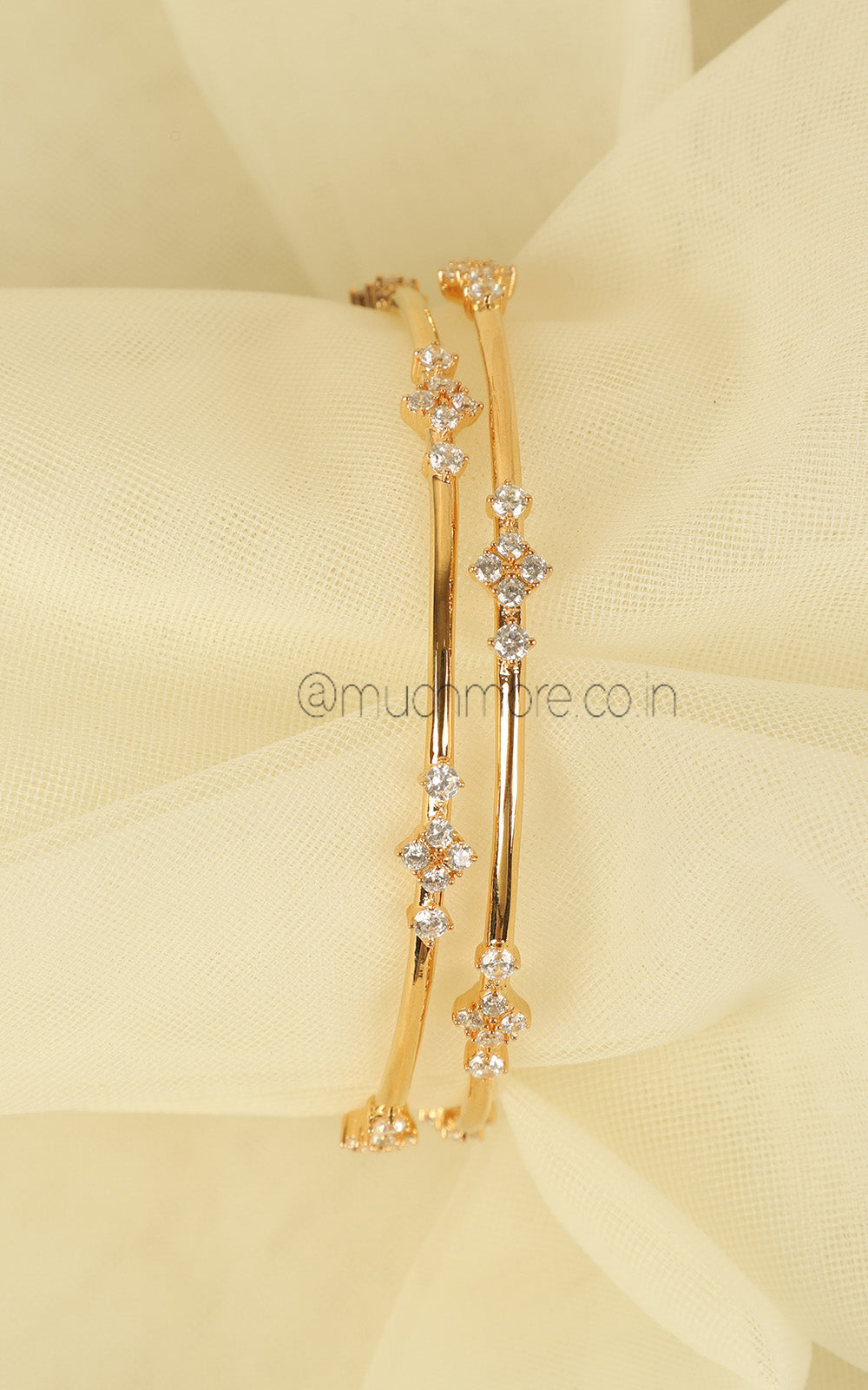 Lightweight Sleek American Diamond Gold Polish Bangles