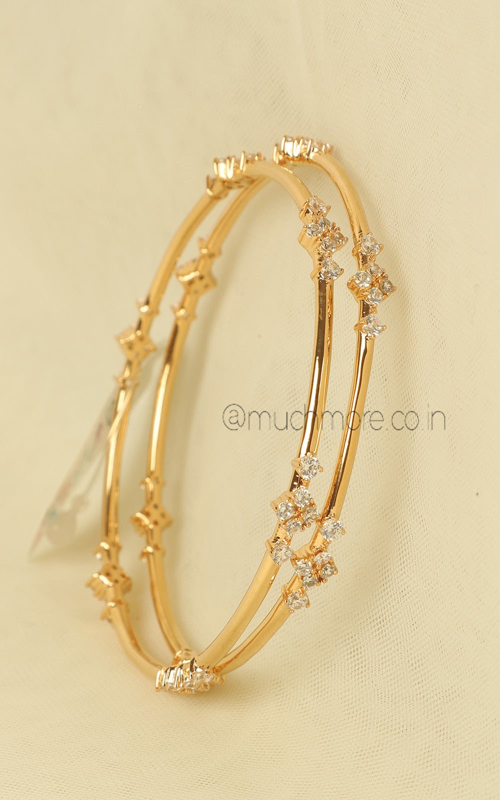 Lightweight Sleek American Diamond Gold Polish Bangles