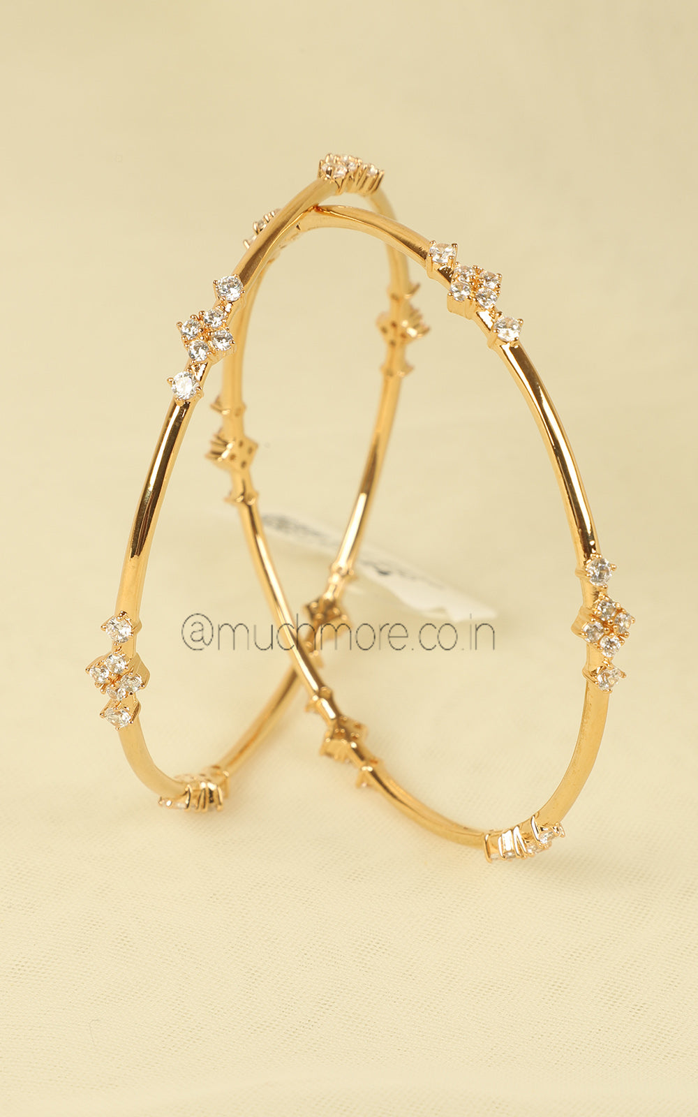 Lightweight Sleek American Diamond Gold Polish Bangles